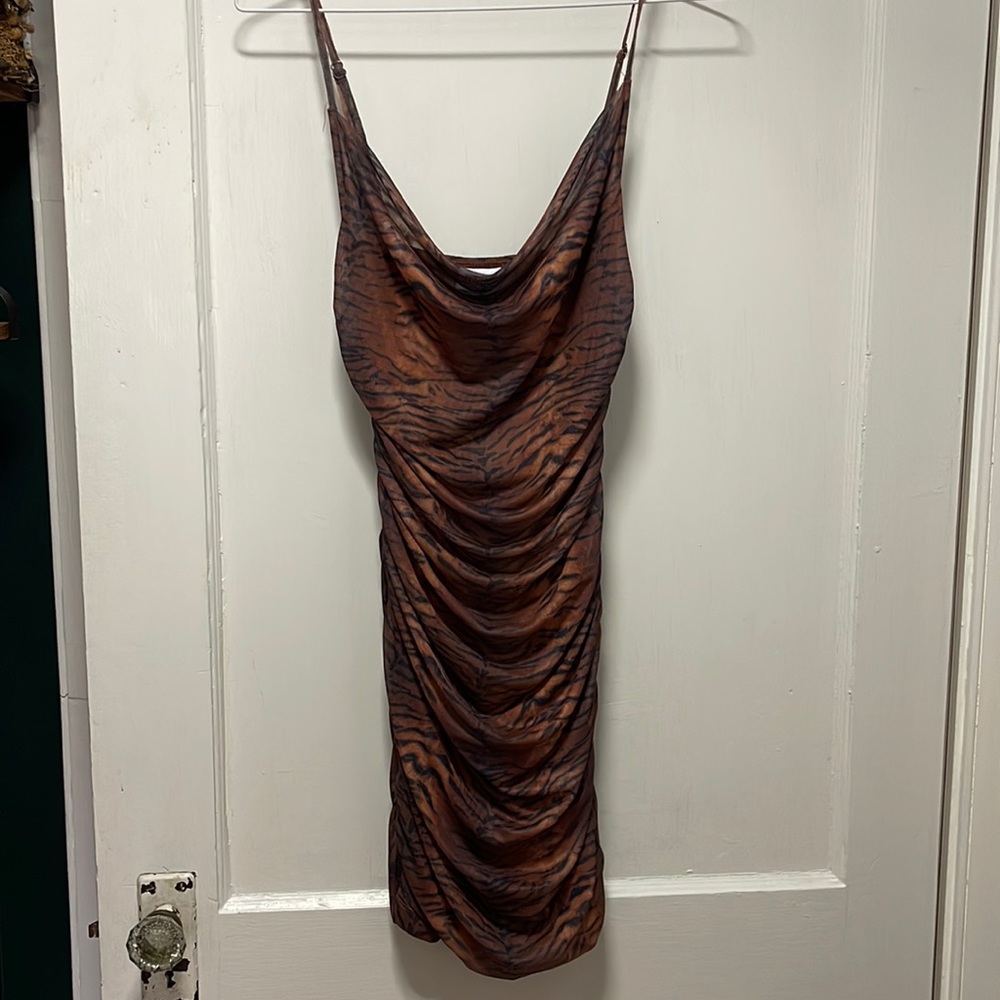 Tiger print rouched dress